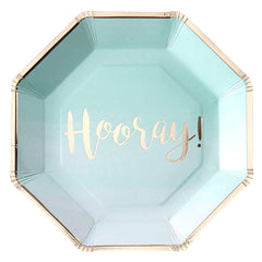 Mint & Gold Foiled Hooray Paper Plates Large