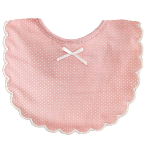 SCALLOP EDGE BIB PINK IVORY SPOT