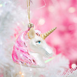 Pink Shimmer Unicorn Head Shaped Bauble - SASS & BELLE