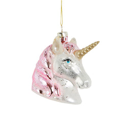 Pink Shimmer Unicorn Head Shaped Bauble
