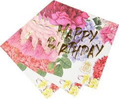 Floral Happy Birthday Napkins - 20 Pack