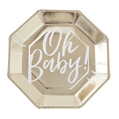 Oh baby! Gold Paper Plates Large