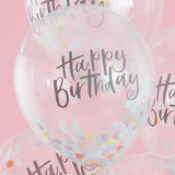 Happy Birthday Pastel Confetti Balloons