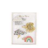 Weather glitter hair clips