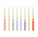 Rainbow Twisted Table Candles (x 8)