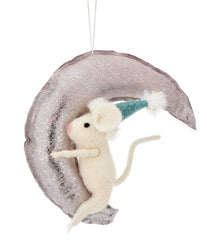 Mouse On The Moon Hanging Felt Decoration