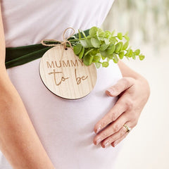 MUMMY TO BE BABY SHOWER SASH WOODEN - Ginger ray