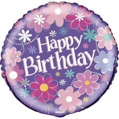 Happy Birthday mylar balloon 48cm - floral