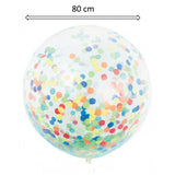 Ballon transparent GEANT 80 CM confettis multi 5cm papier de soie