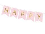 Light pink Happy Birthday Banner