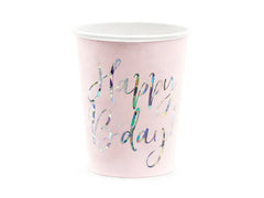 Cups happy birthday, light powder pink