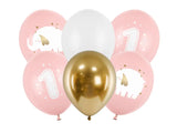 Balloons 30cm, one year, baby pink