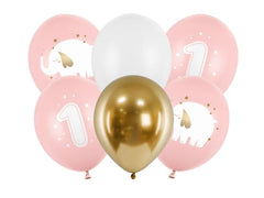 Balloons 30cm, one year, baby pink