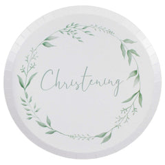 Paper plate baptism white and green