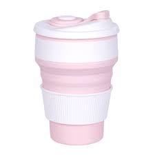 Foldable silicone coffee cup pink hf