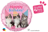 Birthday Kittens Foil Balloon