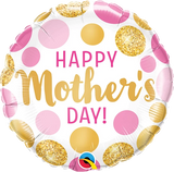 Mother's Day Pink & Gold Dots Foil Balloons