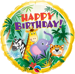 Happy Birthday Jungle Friends Foil Balloons