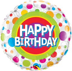 Happy Birthday Colorful Dots Foil Balloon