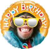 Birthday Smilin' Chimp Foil Balloon