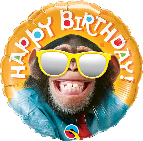Birthday Smilin' Chimp Foil Balloon