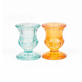 Pack Of 2 Blue And Orange Crystal Candle Holders Hf