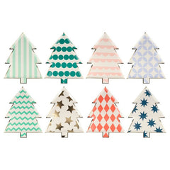 Meri Meri - Pack of 8 Patterned Christmas Tree Plates