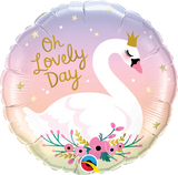 18" ROUND FOIL OH LOVELY DAY SWAN #10371 - EACH (PKGD.)