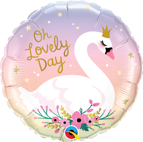 18" ROUND FOIL OH LOVELY DAY SWAN #10371 - EACH (PKGD.)