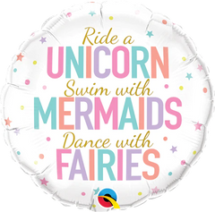 18" Round Foil Unicorn/Mermaids/Fairies #97402 -