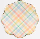 Plaid Pattern Dinner Plates (x 8)