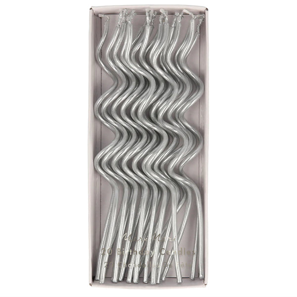 Silver Swirly Candles (x 20)