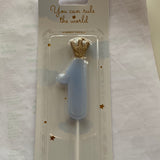 Birthday candle Number 1, light blue, 9.5cm