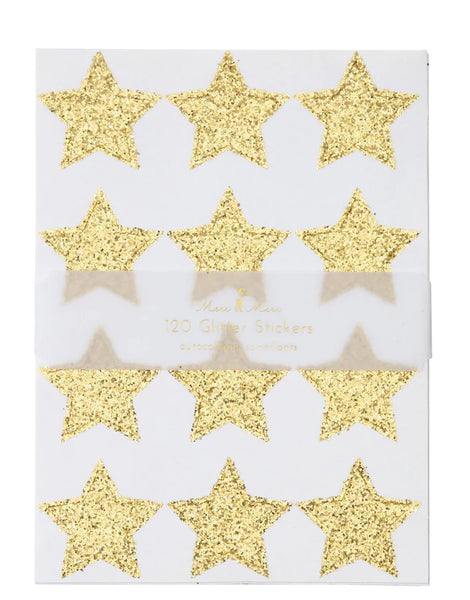 Gold Glitter Stars Sticker Sheets (x 10 sheets)