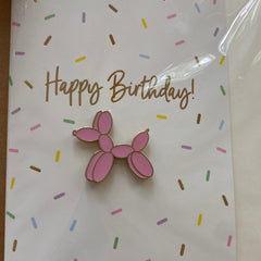 Card with enamel pin balloon dog