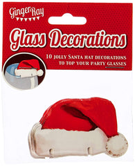 Santa Hat Christmas Glass Decorations