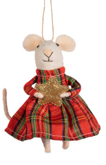 Tartan Mouse Felt Decoration Assorted - SASSE & BELLE