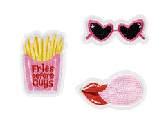 Iron on patches kiss me, french fries - 3 pieces -party deco