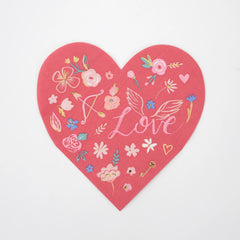 Valentine Heart Die Cut Napkins (x 16)