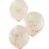 DOUBLE LAYERED PEACH AND GOLD GLITTER CONFETTI BALLOONS