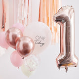 PINK AND ROSE GOLD FIRST BIRTHDAY BALLOONS
