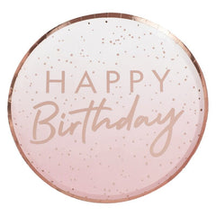 ROSE GOLD OMBRE PAPER HAPPY BIRTHDAY PLATES