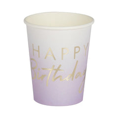 LILAC OMBRE GOLD FOILED HAPPY BIRTHDAY CUPS