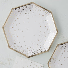 GOLD FOILED STAR PAPER PLATES - METALLIC STAR
