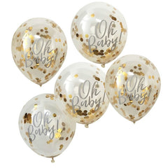 (OB-108) GOLD CONFETTI OH BABY SHOWER BALLOONS