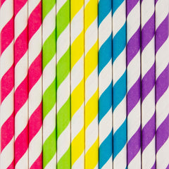 25 striped straws - Multicoloured
