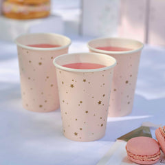 Pink and Gold Star Paper Party Cups