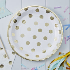 GOLD FOILED POLKA DOT PAPER PLATES - PICK AND MIX