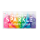 rainbow sparkle glitter glue - set of 6