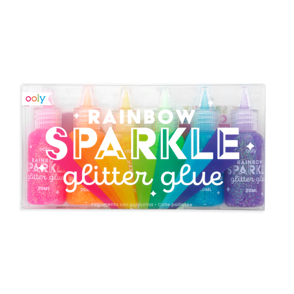 rainbow sparkle glitter glue - set of 6